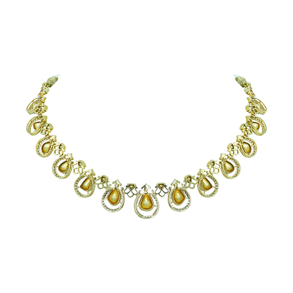 Graceful Polki Diamond Necklace with Intricate Chain